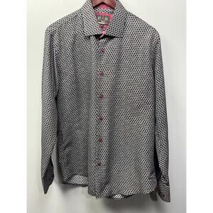 Azaro Uomo Men Casual‎ Shirt Size XL Button Front Collared Long Sleeve Circle